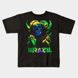 Skull Brazilian Flag | Brazil Flag | Rio de Janeiro | Country Flag Kids T-Shirt